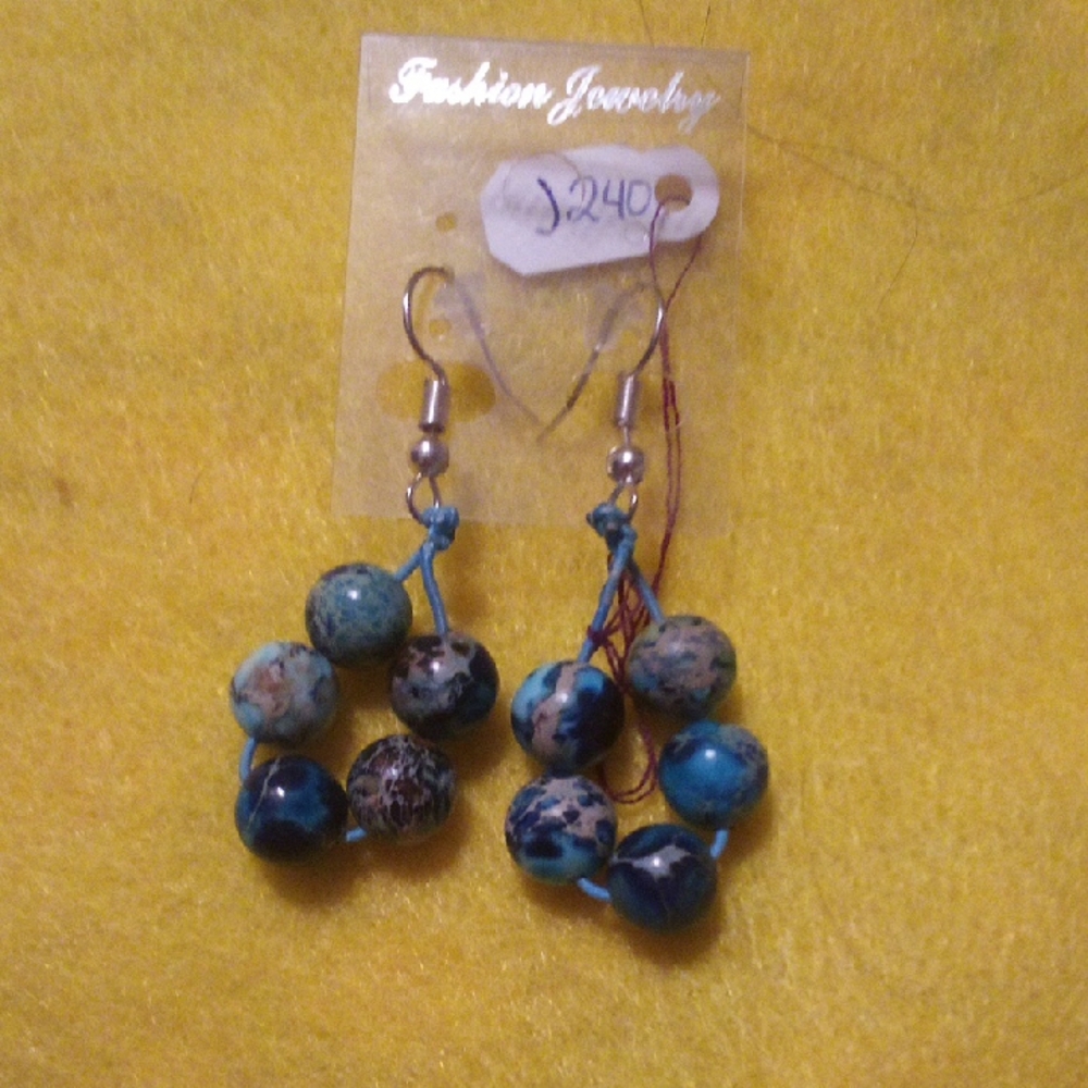 Fashion Jewelry Blue Beaded Earrings